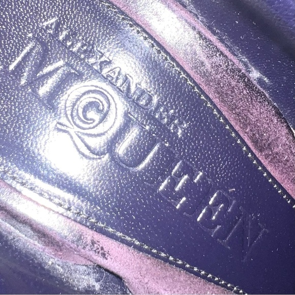 Alexander McQueen Deep Purple Suede High Heel Platform Ankle Booties Women 38 - Picture 16 of 16